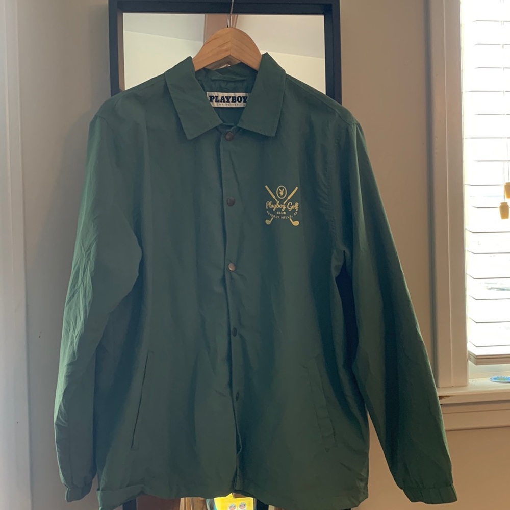 Playboy Jacket Men’s Medium Green Snap Windbreaker